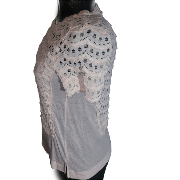 Tristan Lace Detailed Short Sleeve Top In Blush Pink S - Picture 4 of 6
